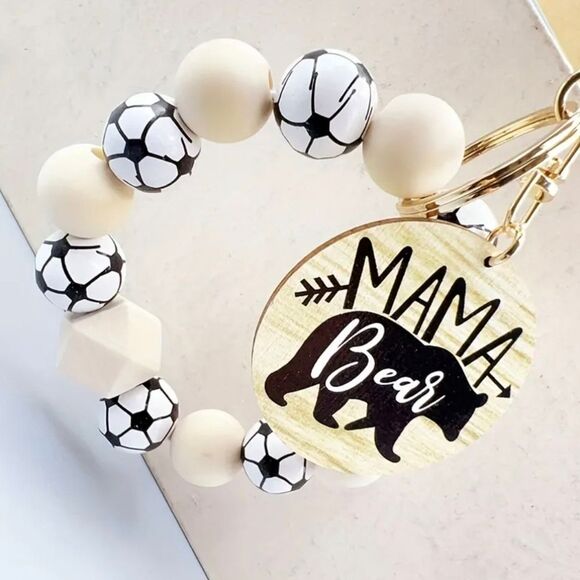 3 For 26$ - Soccer Mama Bear Bracelet KeyChain - Picture 1 of 4